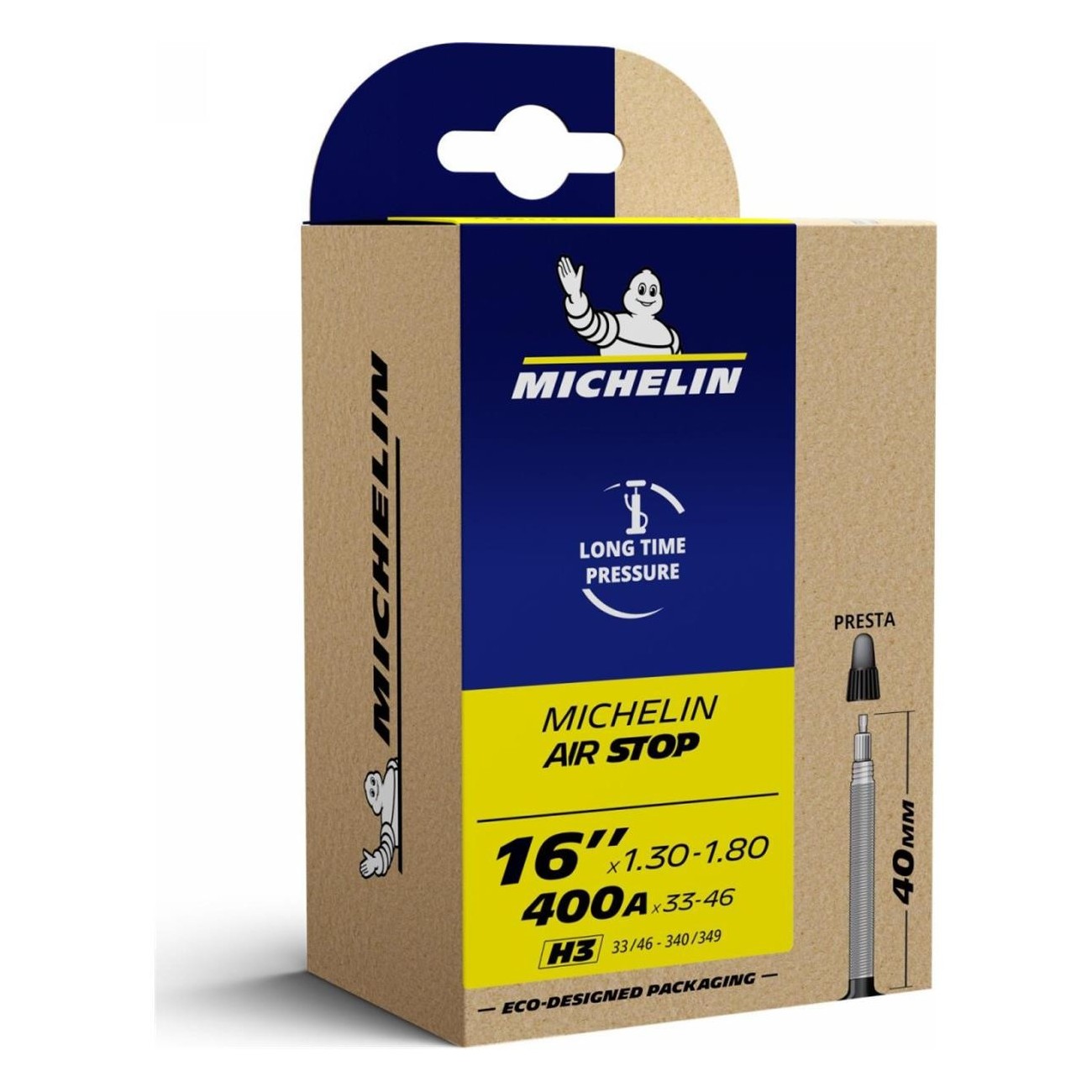 Camera d'Aria Michelin Air Stop 16' 1.30/1.80 con Valvola 40mm - Resistente e Affidabile - 1 - Camere d'aria - 3528703460732