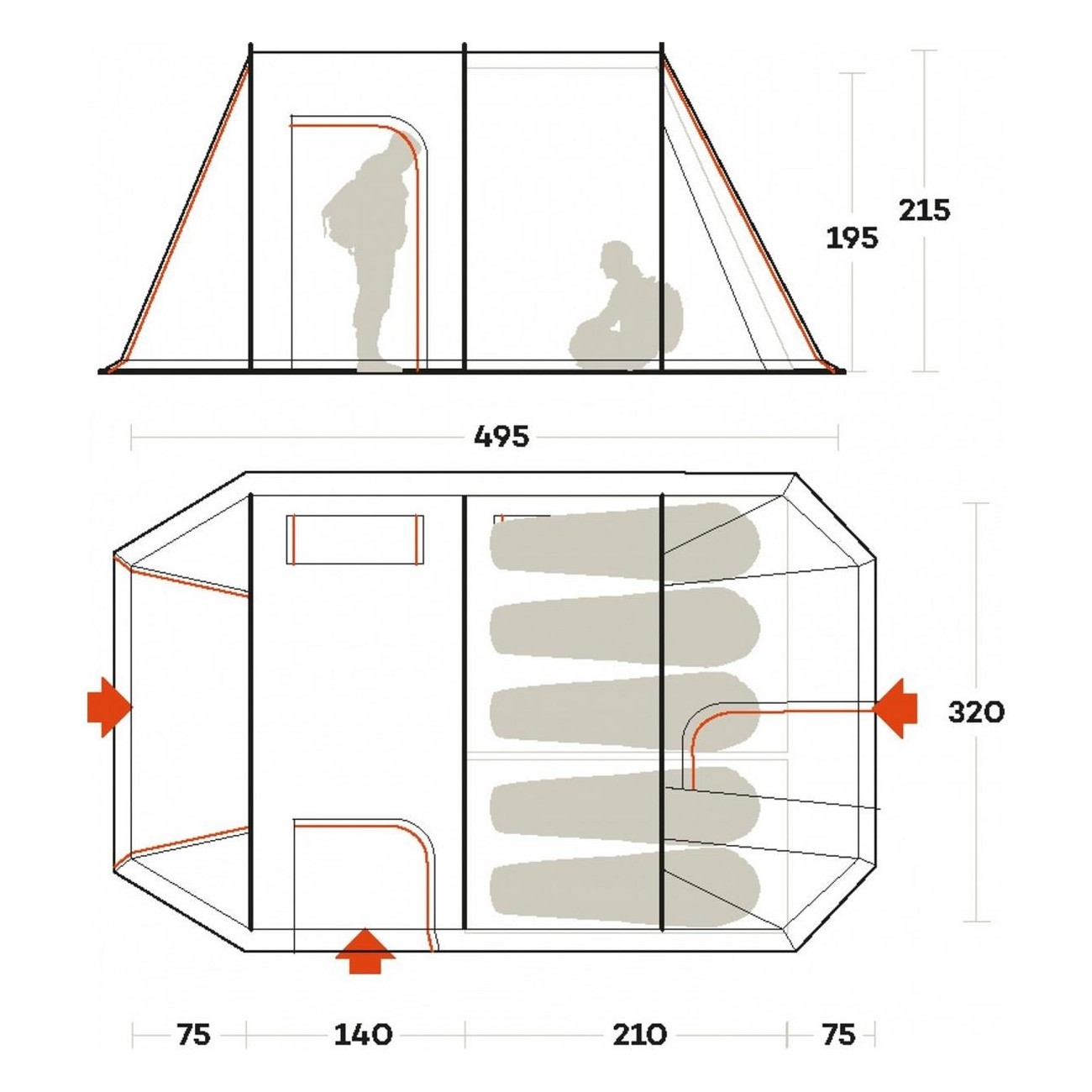 Chanty 5 Deluxe Zelt für 5 Personen für Familiencamping - 5