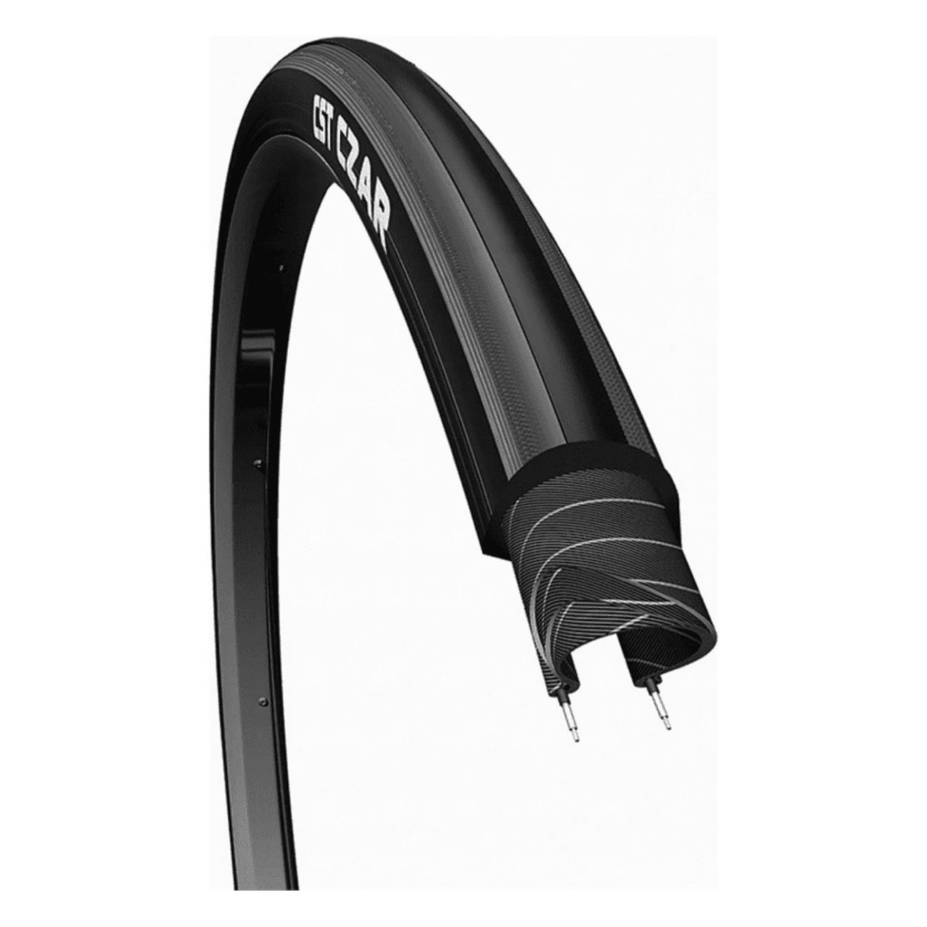 Cubierta Plegable de Ciclismo 700x25 Negra CST C1406, 60TPI, Doble Compuesto, Antipinchazos - 1