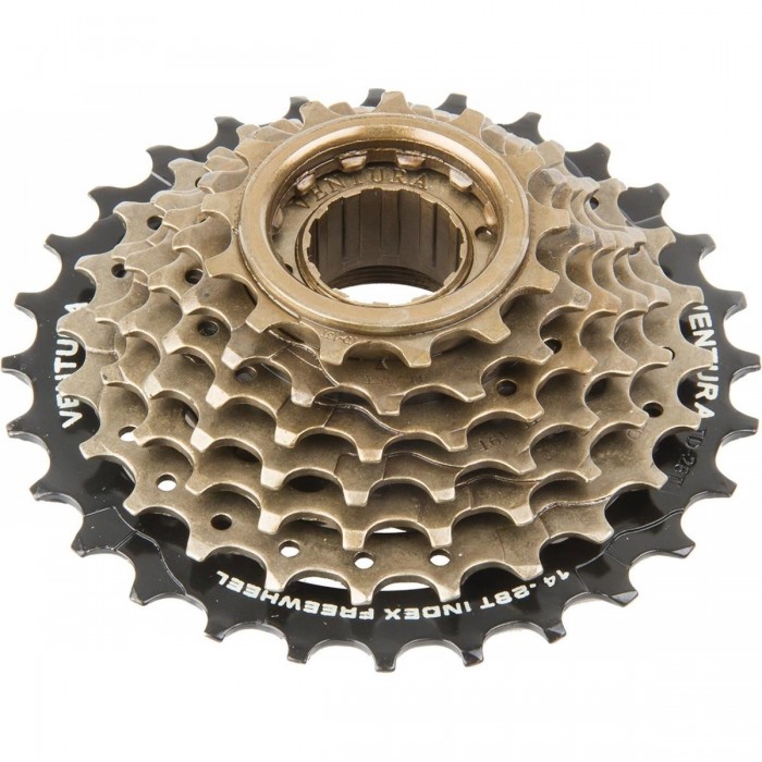 Ventura 5-Speed Screw-On Sprocket 14-28 Teeth Black Brown Steel - 1