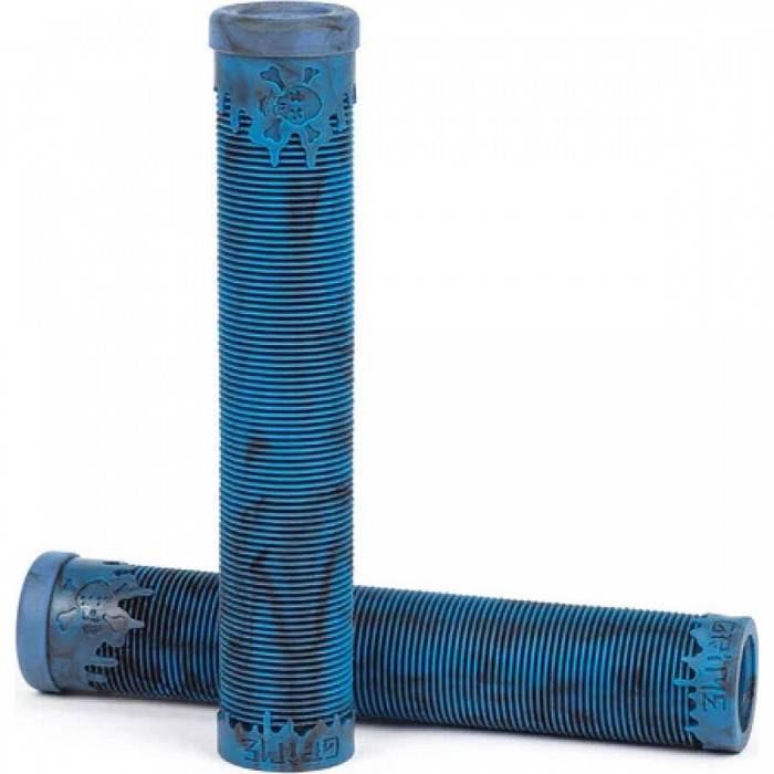 Grime Griffe Ocean Swirl - Krayton Rubber Handlebar Grips, Ocean Blue, 160 mm - 1