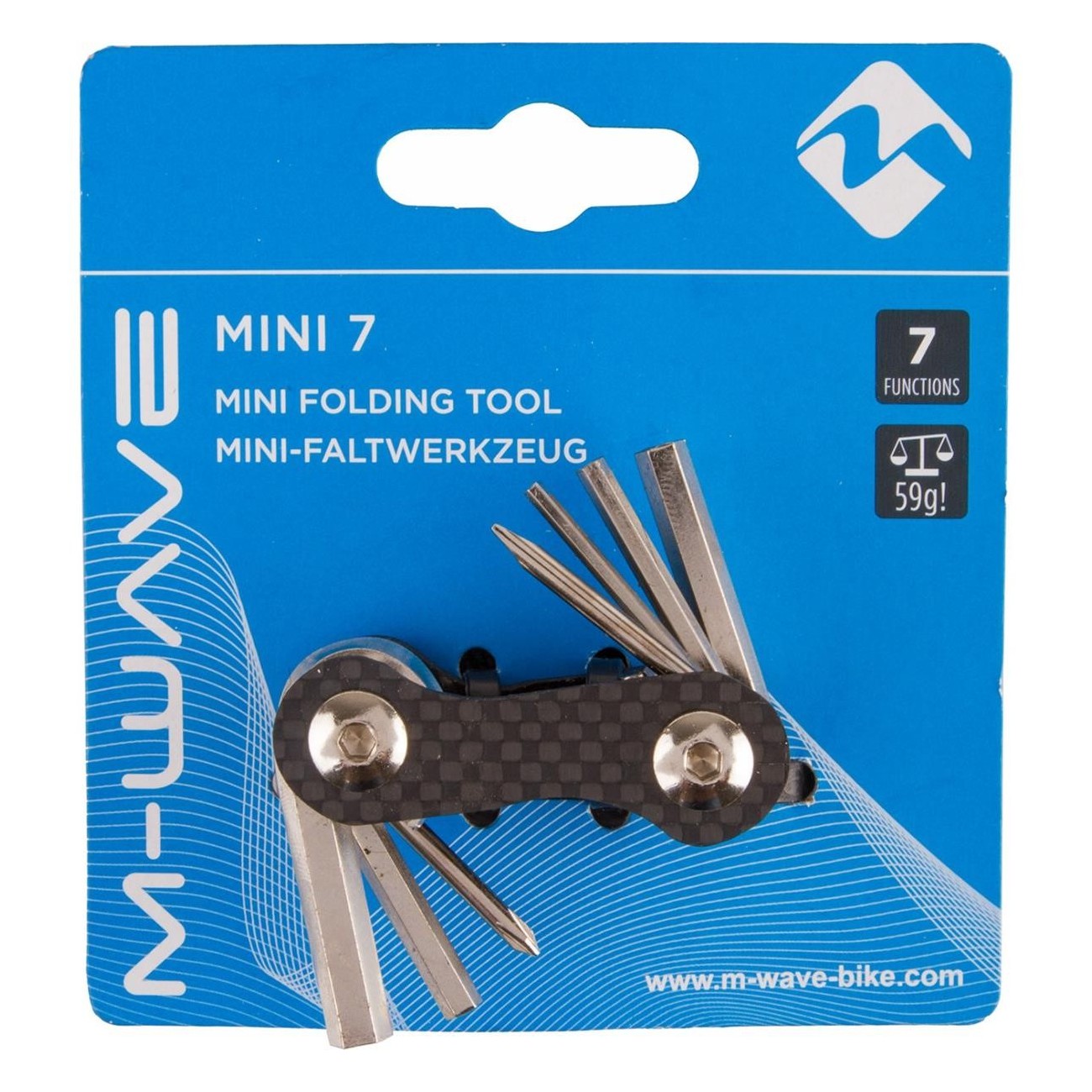 Mini Faltwerkzeug M-WAVE 7 Funktionen aus Carbon, 59g, Schwarz - 5