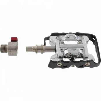 Pedali Combinati Wellgo Argento/Nero Rimovibili Compatibili Shimano SPD con Sistema a Clip - 5 - Pedali - 4015493310709