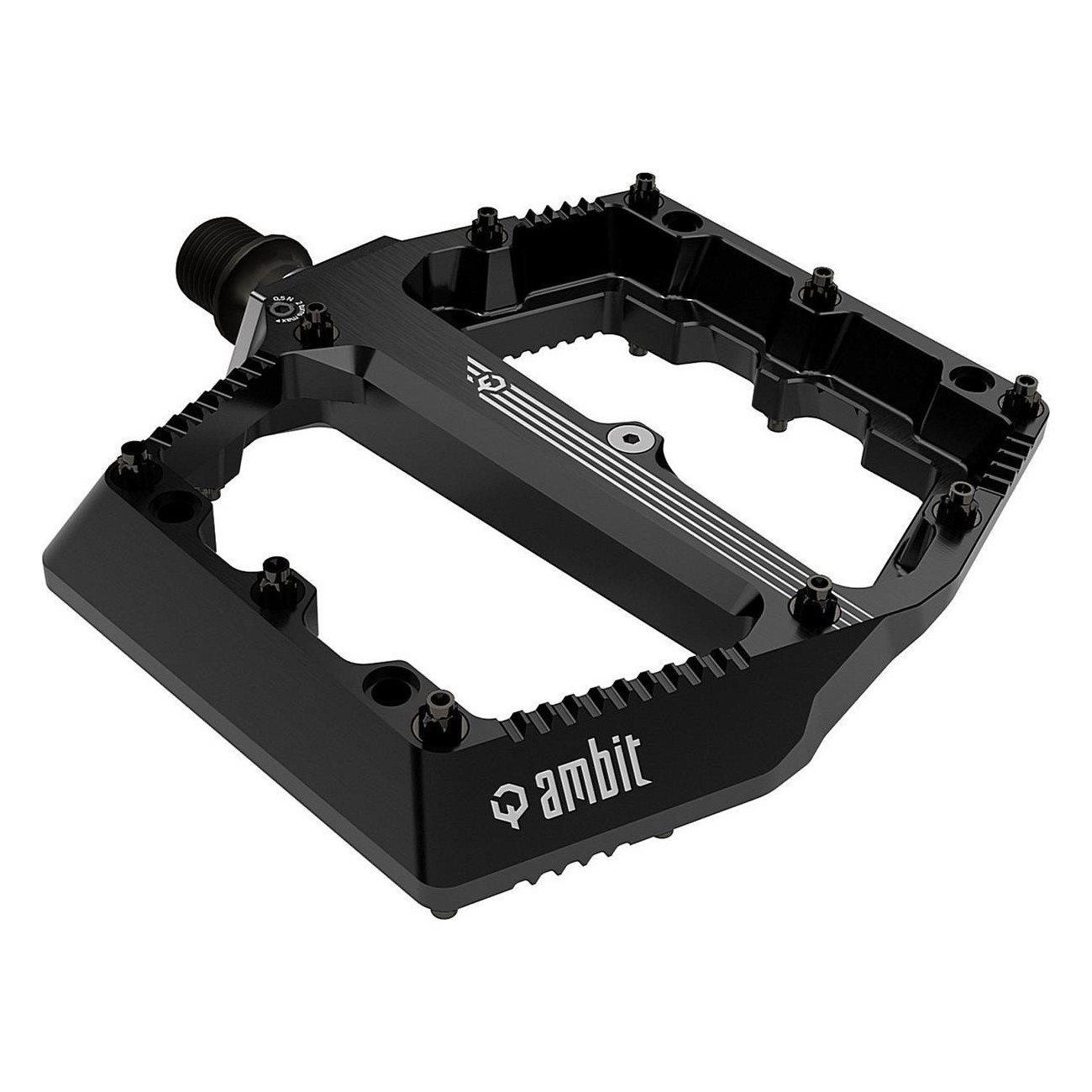 Pédales Plates Ambit Enduro Noires avec Pions Réglables, Taille Grande - 1