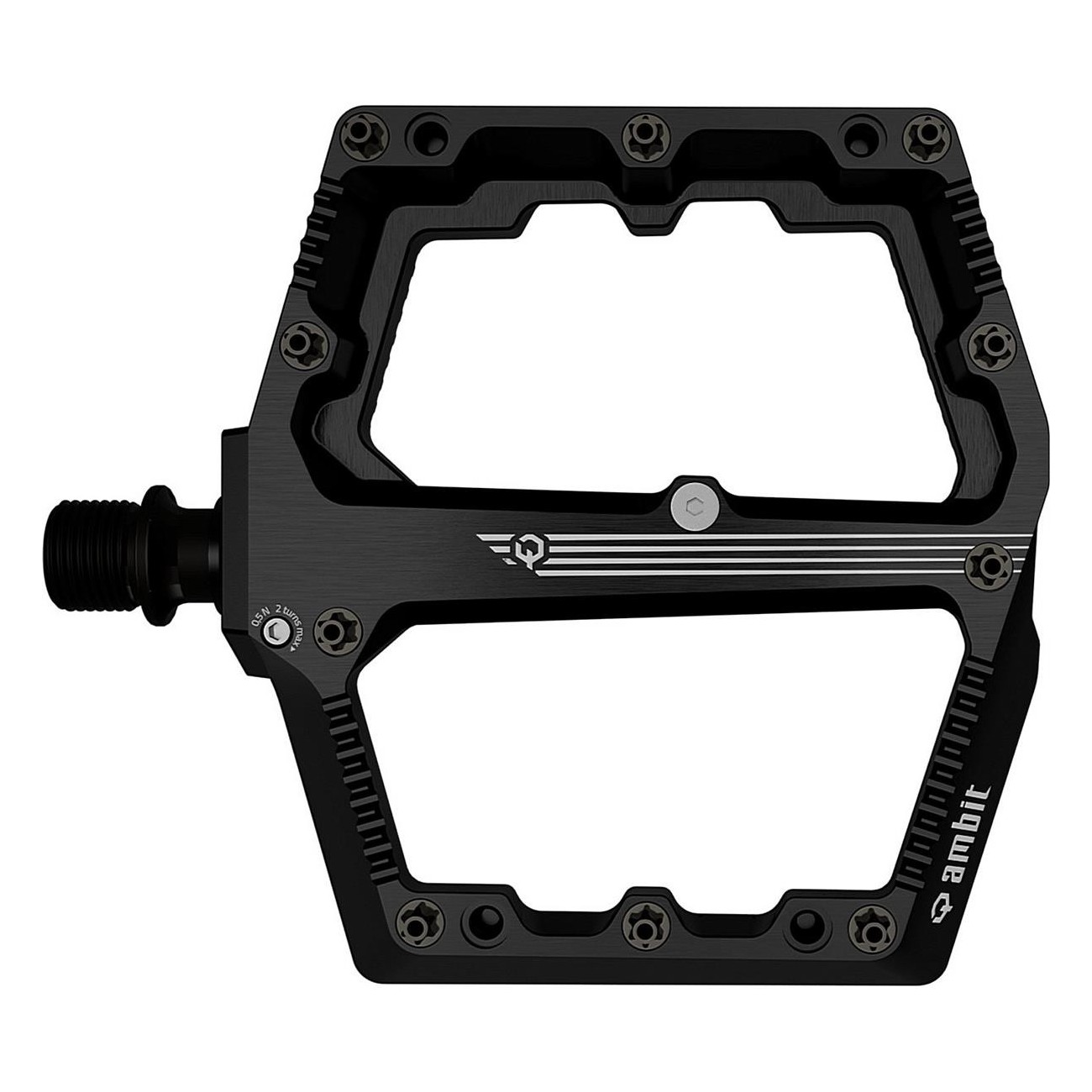 Ambit Enduro Flat Pedals Black with Adjustable Pins, Size Large - 2