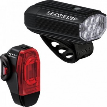 Paire de lumières de vélo Lite Drive 1200+ avant et KTV Drive Pro+ arrière noir satiné - 1