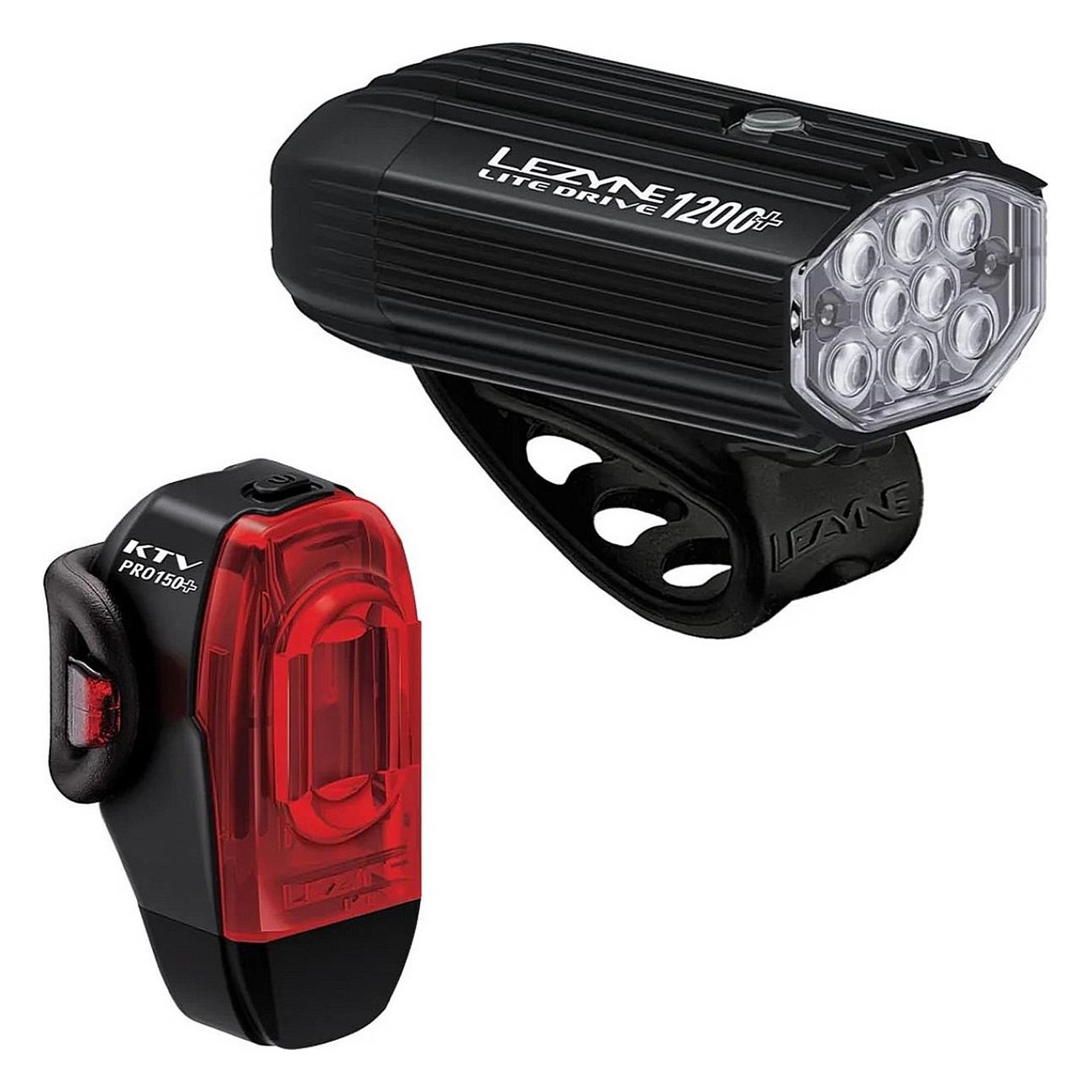 Paire de lumières de vélo Lite Drive 1200+ avant et KTV Drive Pro+ arrière noir satiné - 1