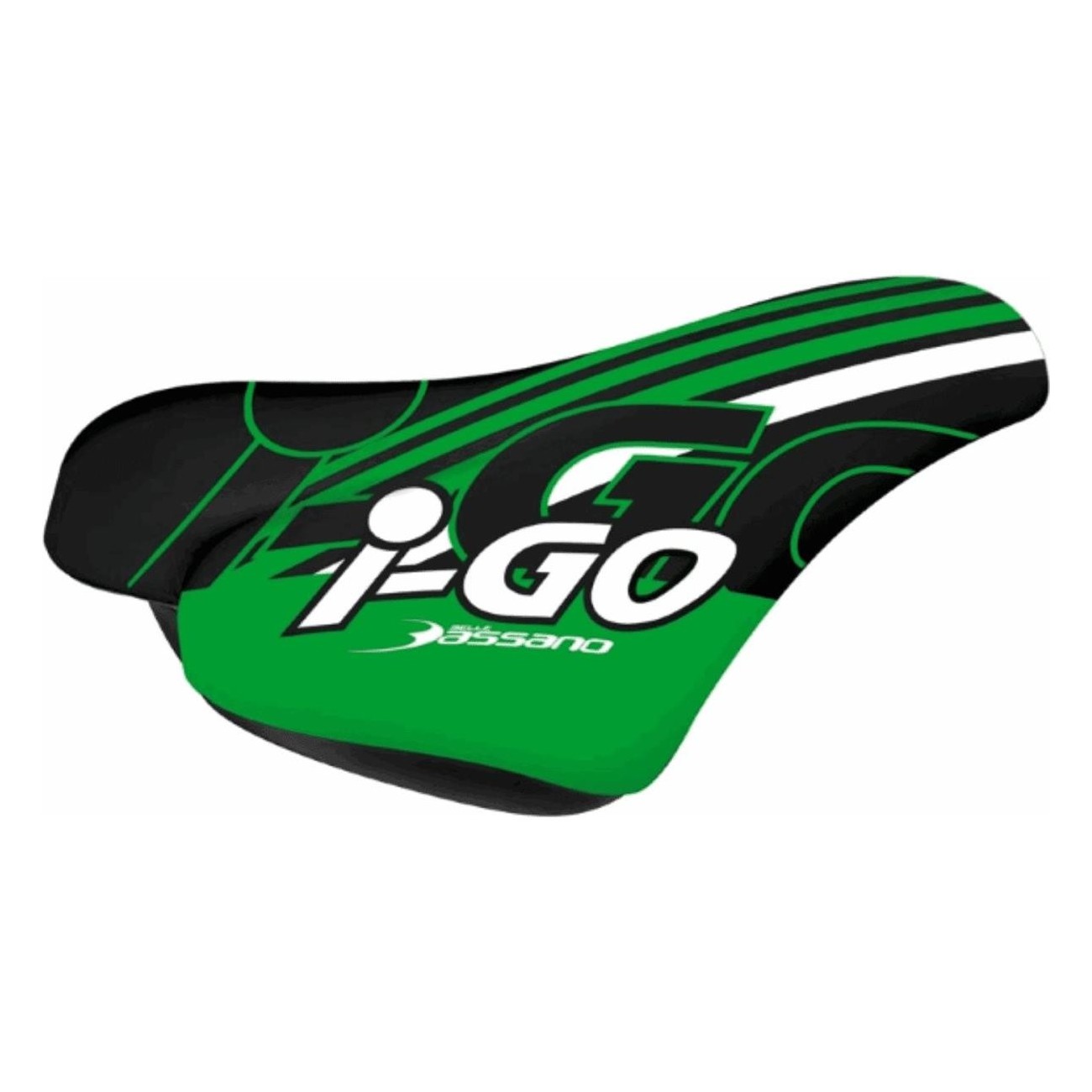 Kids Bike Saddle i-Go Black Green 220x155 mm with 7 mm Steel Rail - Comfort & Safety - 1