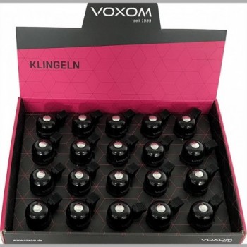 Voxom KL1D Bicycle Bell with Display, Aluminum, 20 Units, Black & Silver - 1