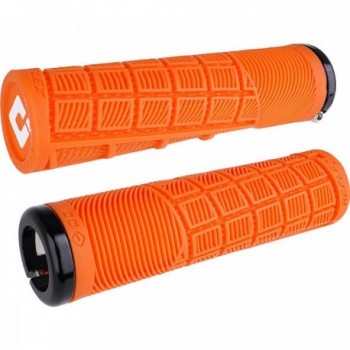 Poignées Odi Reflex XL V2.1 Lock-On Orange avec Colliers Noirs, 135 mm - Idéales pour BMX et MTB - 1