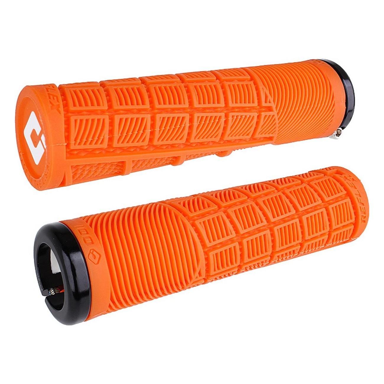 Poignées Odi Reflex XL V2.1 Lock-On Orange avec Colliers Noirs, 135 mm - Idéales pour BMX et MTB - 1