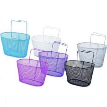 White Coated Iron Front Basket for Kids 24x17x14.5 cm - 1