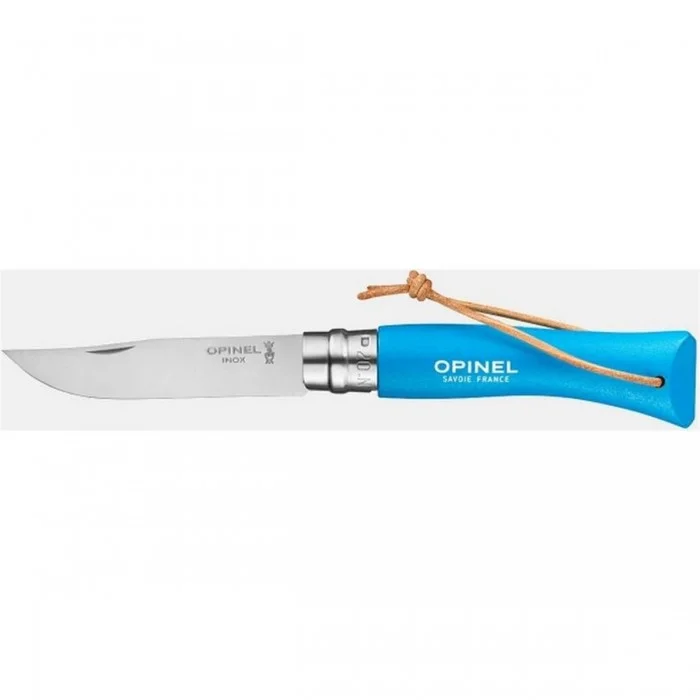 Opinel Tradition N°07 Cyan Blue Knife Set of 6 with Stainless Steel Blade - 1