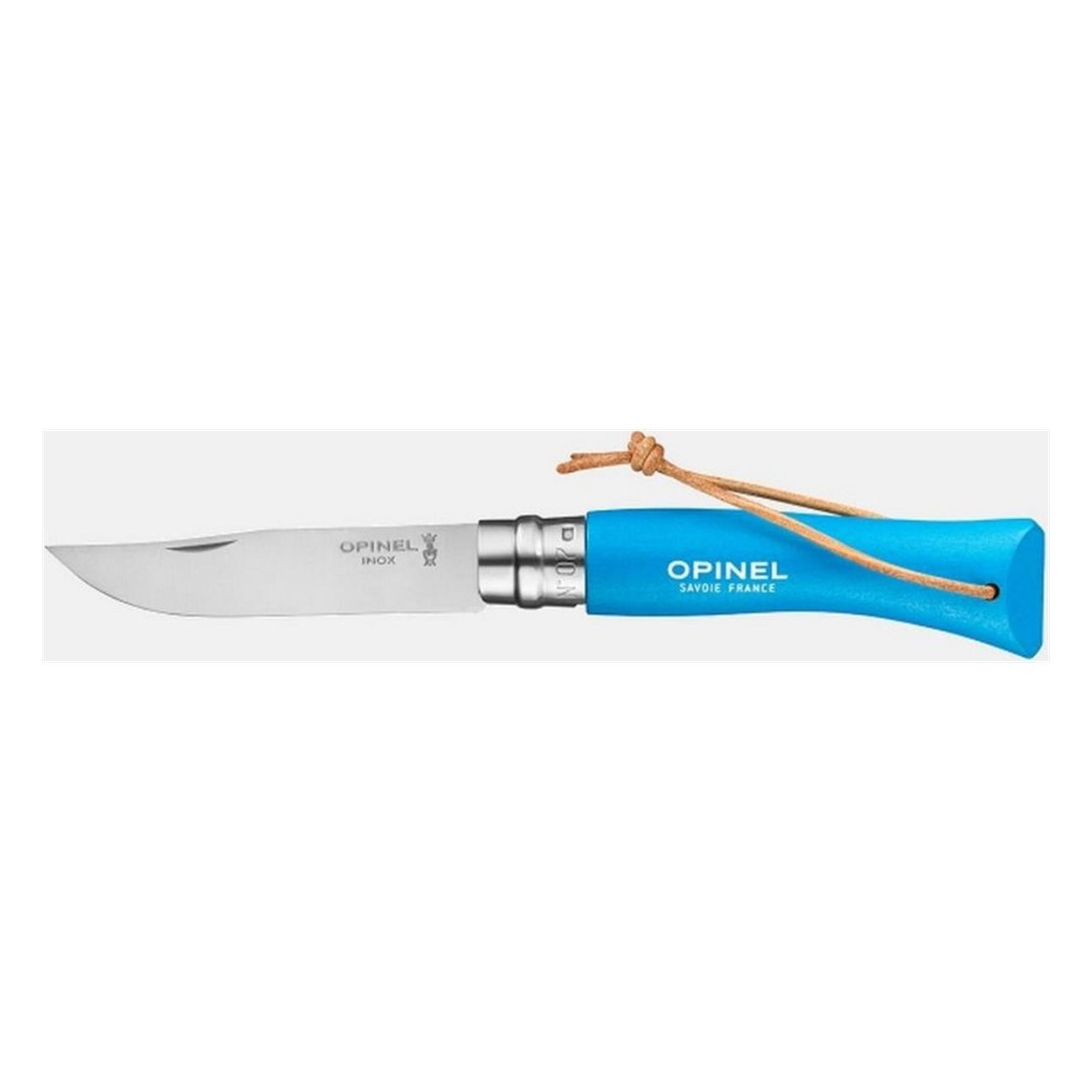 Opinel Tradition N°07 Cyan Blue Knife Set of 6 with Stainless Steel Blade - 1