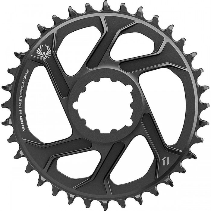 X-SYNC 2 Eagle 36T Aluminum Chainring, Direct Mount 6mm Offset, Black - 1