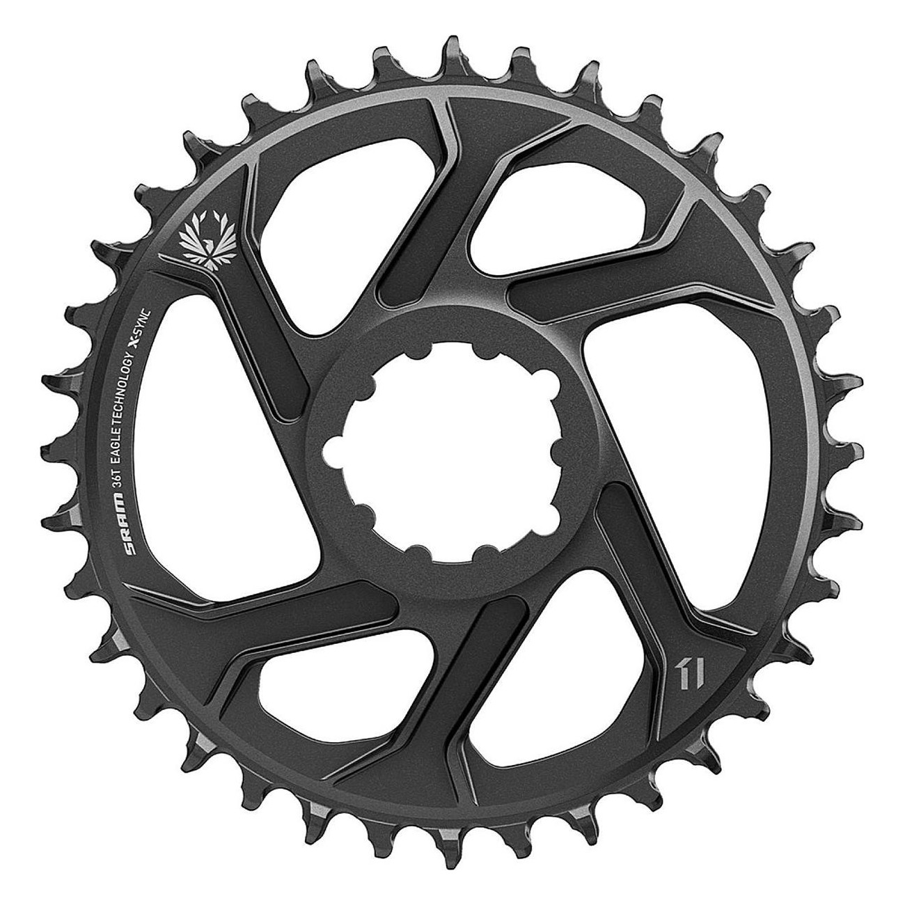 X-SYNC 2 Eagle 36T Aluminum Chainring, Direct Mount 6mm Offset, Black - 1