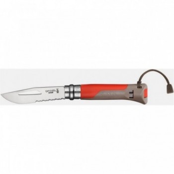 Coltello Opinel Outdoor N.8 Rosso con Fischietto Integrato per Avventure Estreme e Sicurezza - 1 - Coltelli - 3123840017148