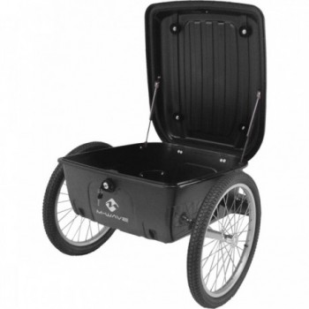 Rimorchio Bici Impermeabile M-Wave Stalwart 70L Nero in Alluminio con Ruote 20' e Sgancio Rapido - 2 - Rimorchi - 0887539017347