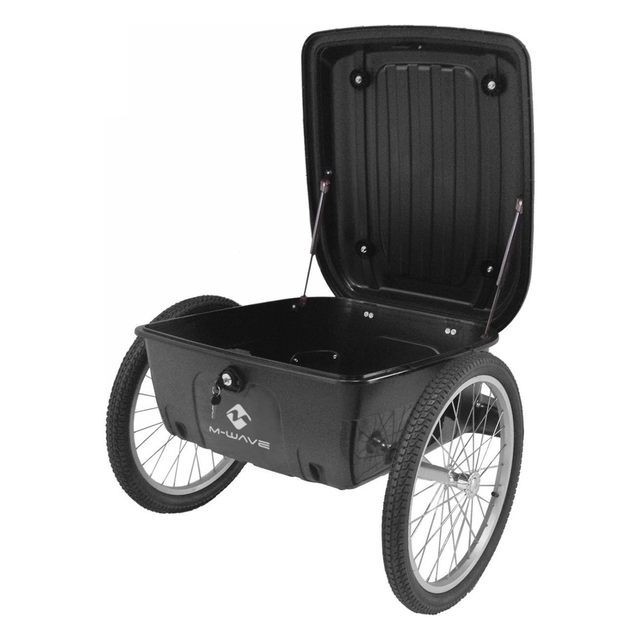 Rimorchio Bici Impermeabile M-Wave Stalwart 70L Nero in Alluminio con Ruote 20' e Sgancio Rapido - 2 - Rimorchi - 0887539017347