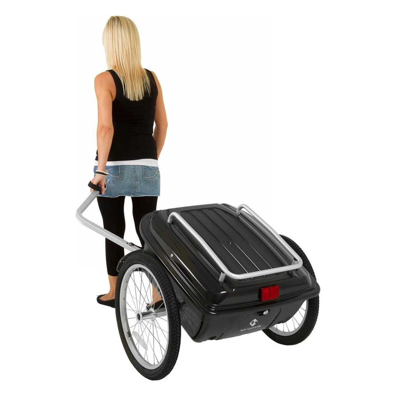 Rimorchio Bici Impermeabile M-Wave Stalwart 70L Nero in Alluminio con Ruote 20' e Sgancio Rapido - 3 - Rimorchi - 0887539017347