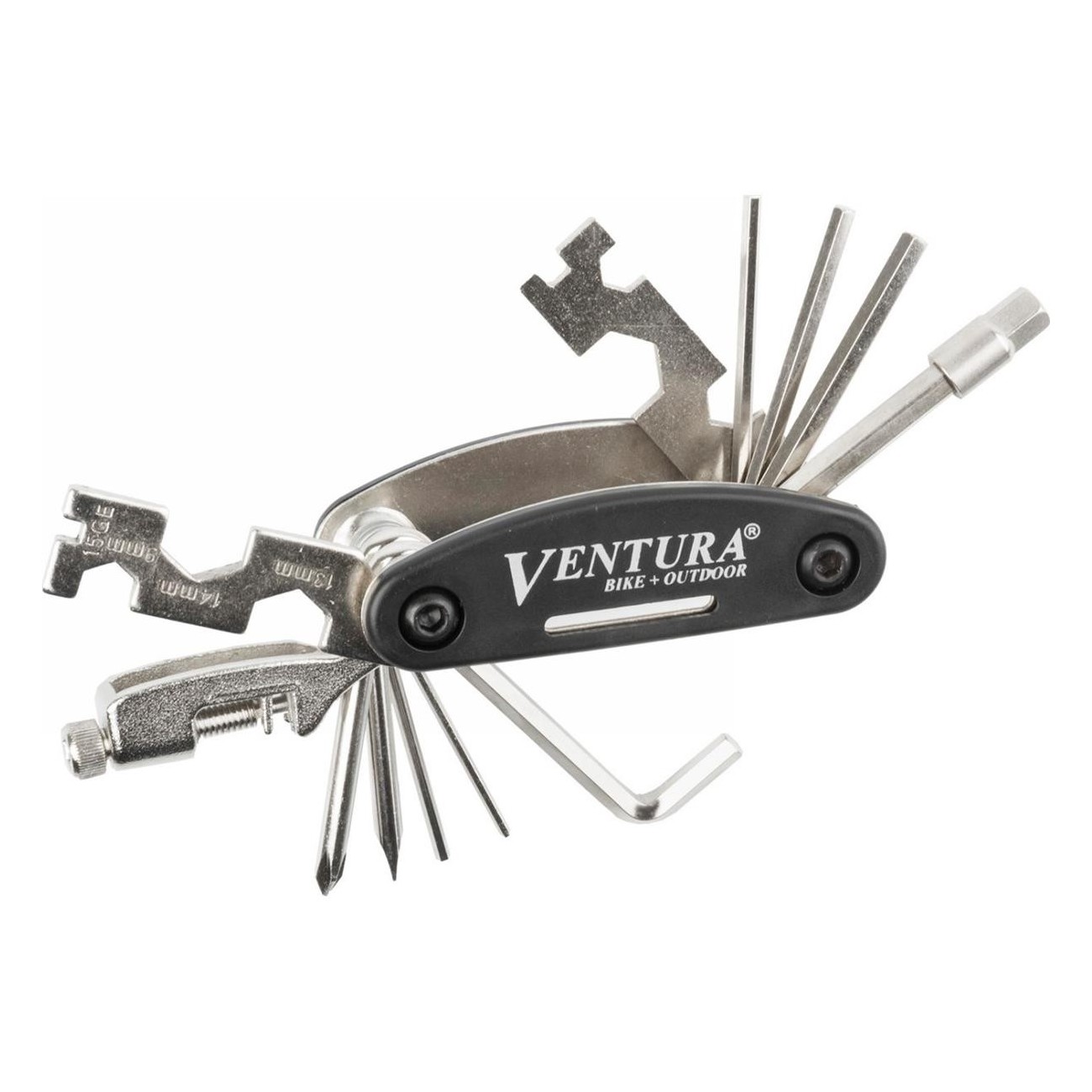 Ventura 18-Function Black Folding Tool with Chain Riveter and Hex Keys - 1