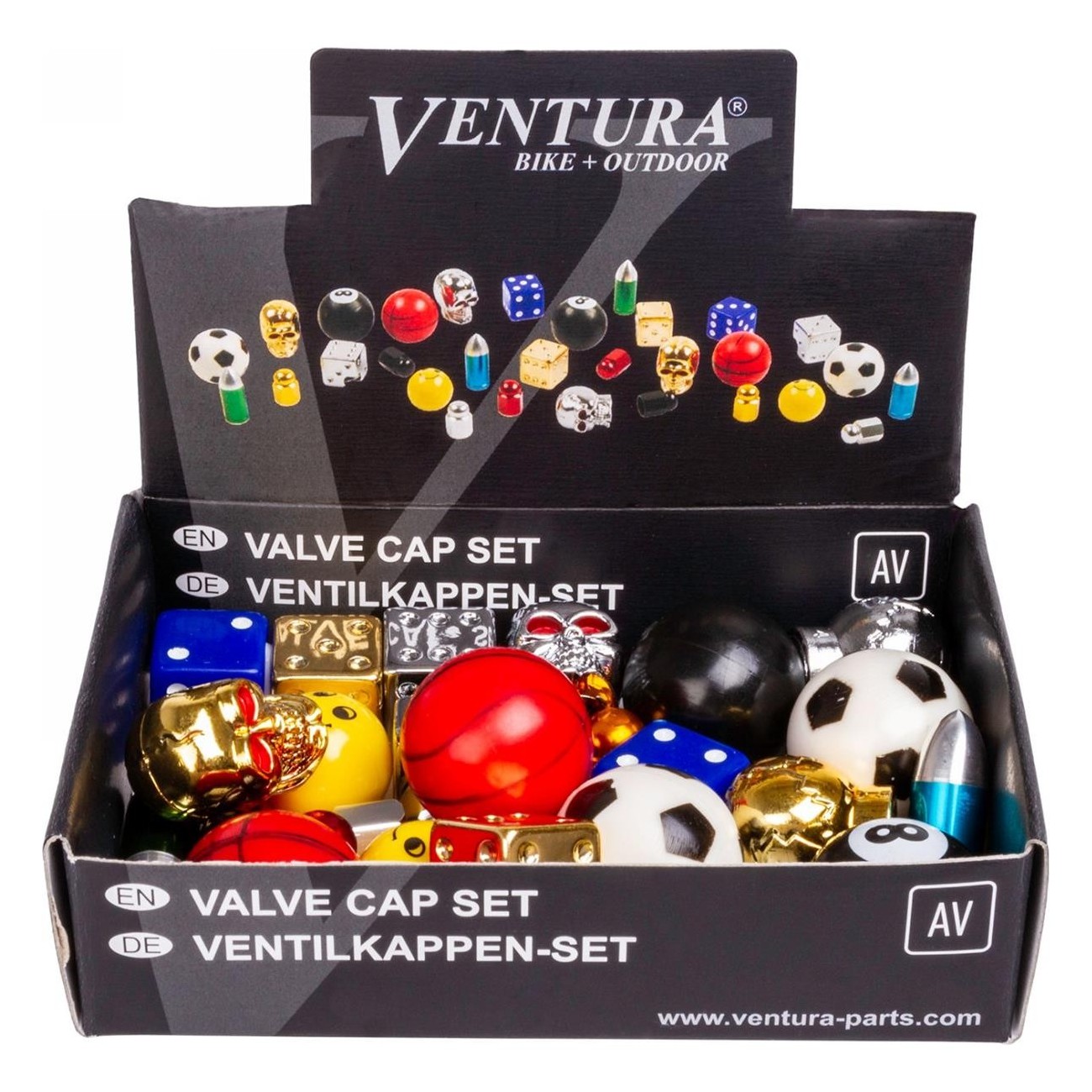 30-Piece Motorcycle Valve Caps Set in Aluminum and Plastic - Assorted Colors and 15 Designs - 1