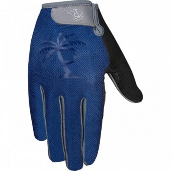 Gants à doigts longs bleus et gris marine - Paume en Clarino, taille XS - 1