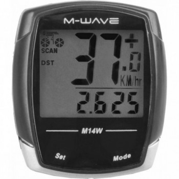 Ordinateur de vélo sans fil M-Wave M14W Noir - 14 Fonctions, IP44 - 1