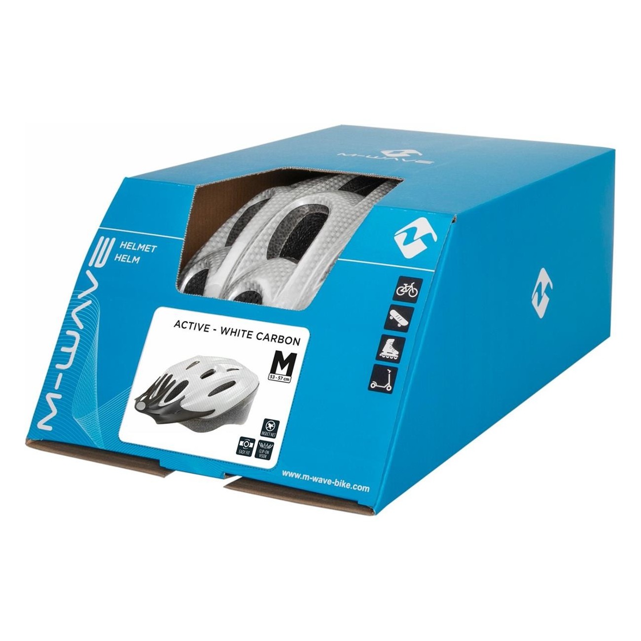 ACTIVE Helmet for Adults and Youth, White Carbon Design, Size M (53-57 cm) - 5