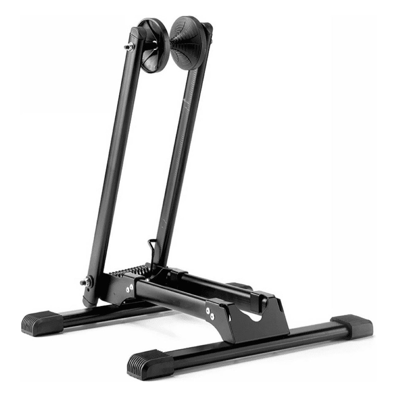 Luxury Black Steel Floor Bike Rack, Adjustable & Foldable with Floor Protection - 1