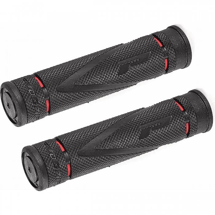 MTB Griffe Progrip 838sa Schwarz/Rot 125mm aus PVC für Erwachsene - 1