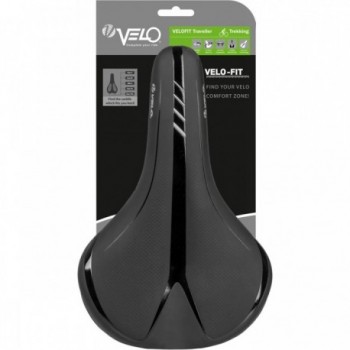 Sella Trekking Velo Fit Traveller XL 260x191 mm Nera/Argento con Schiuma Comfort e Superficie Senza Cuciture - 3 - Selle - 08875