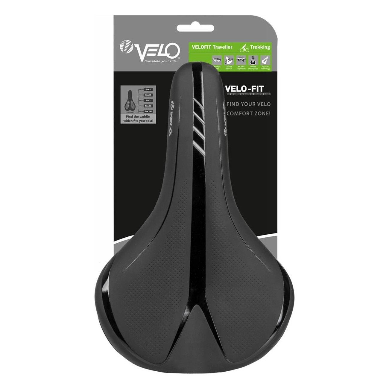 Sella Trekking Velo Fit Traveller XL 260x191 mm Nera/Argento con Schiuma Comfort e Superficie Senza Cuciture - 3 - Selle - 08875