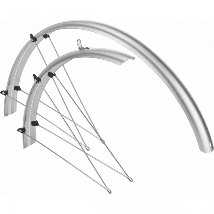 Parafanghi per Bici 26' in Plastica Silver 51mm con Accessori - 1 - Parafango - 8055320652776