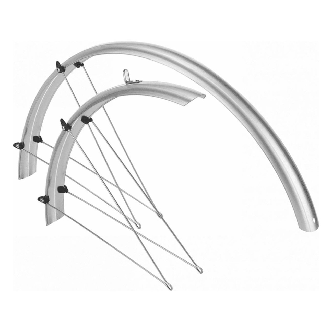 26 Bike Fenders in Silver Plastic 51mm with Accessories - 1