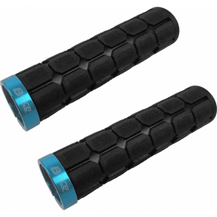 b•race Rubber Grips Black/Blue with Aluminum Collar - 127 mm - 1