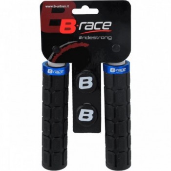 b•race Rubber Grips Black/Blue with Aluminum Collar - 127 mm - 2