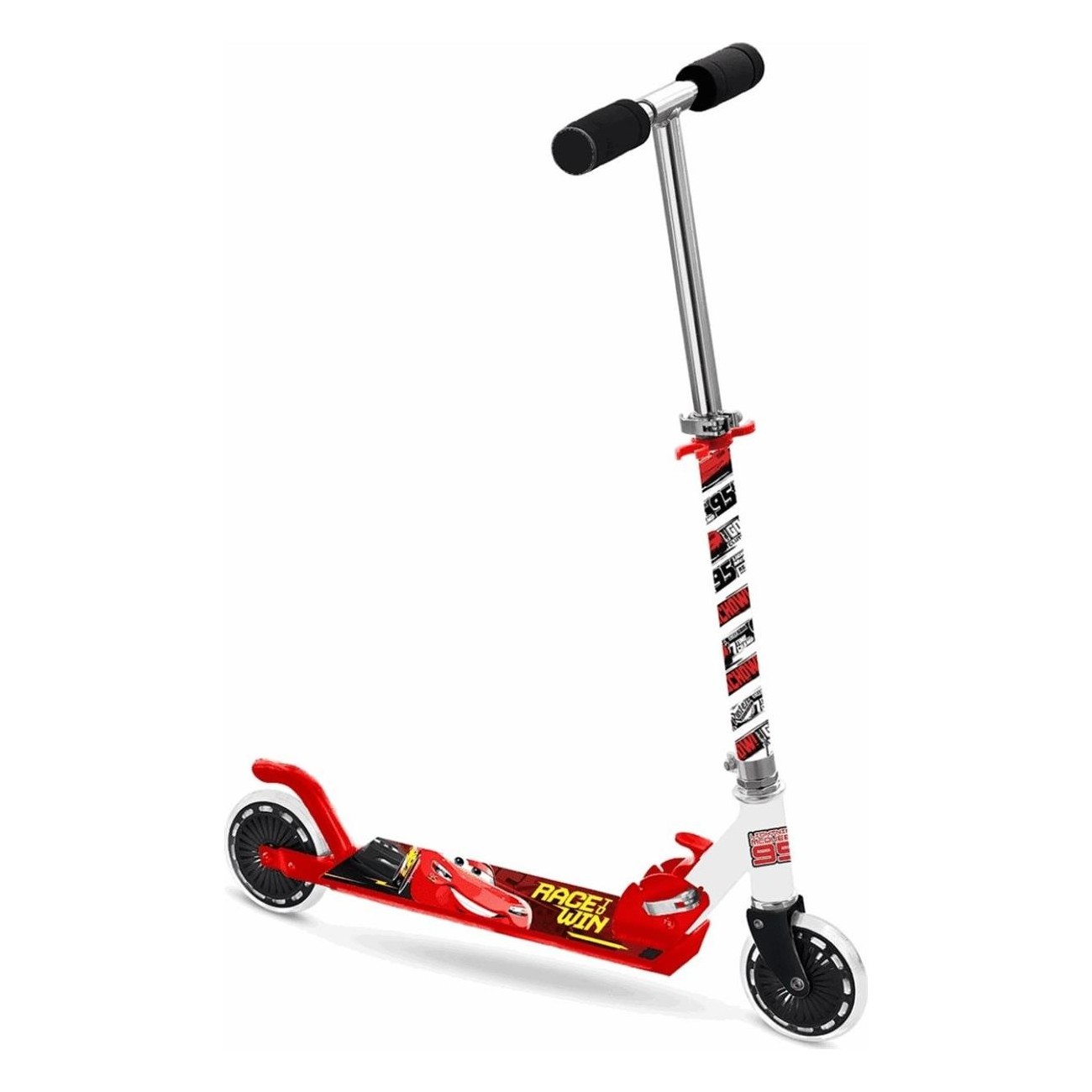 Patinete Plegable Disney Cars para Niños, Rojo, Capacidad 50 kg, Manillar Ajustable - 2