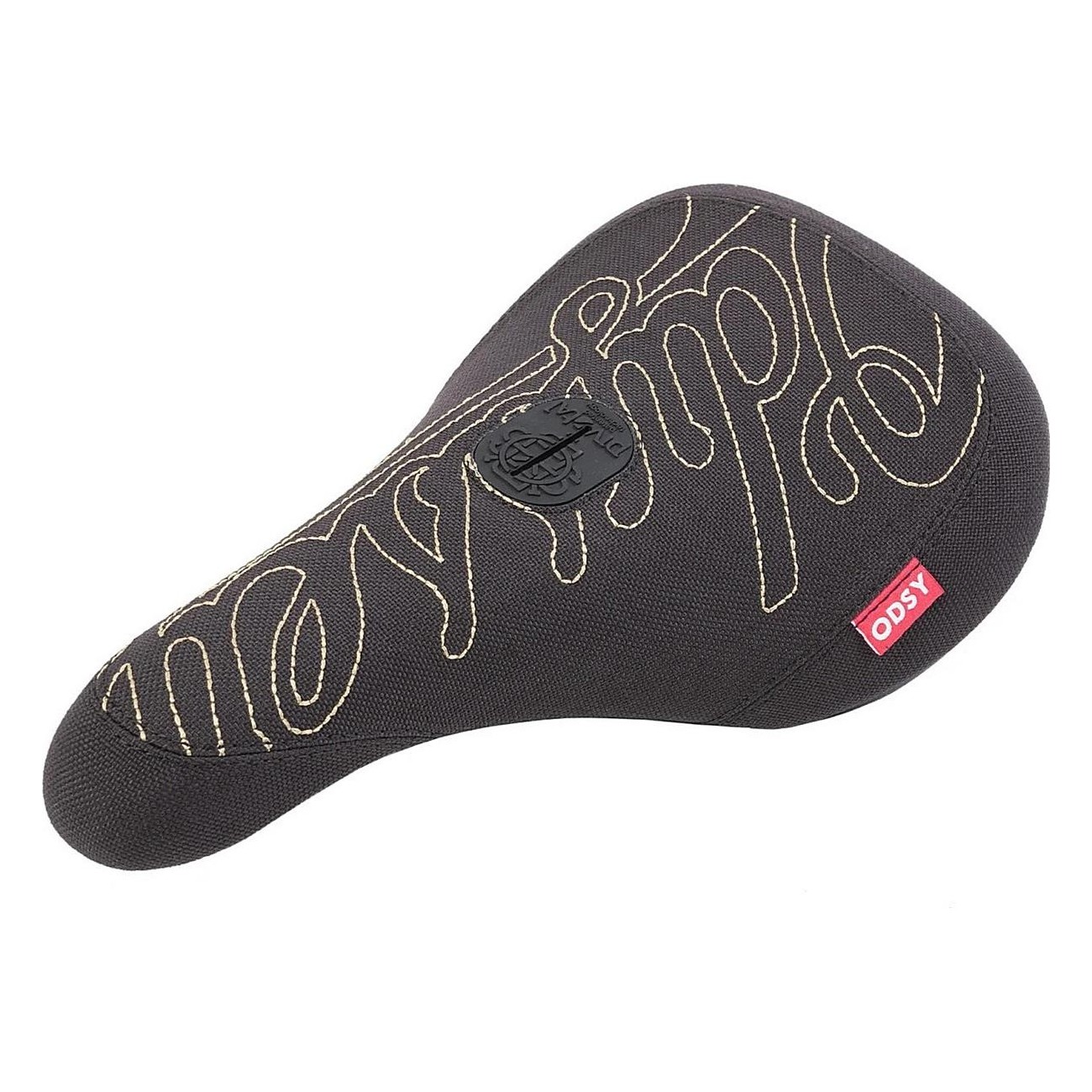 Selle BMX Odyssey Big-Stitch Slim Noire avec Coutures Dorées et Système Pivotal - 1