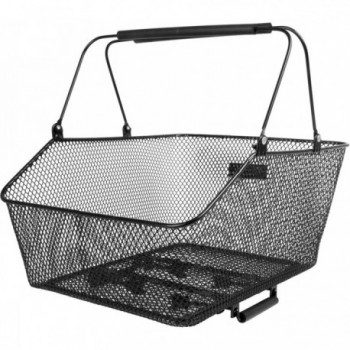 Black Steel Longitudinal Luggage Basket with Clamp, 45.5x29.5x21/13 cm - 1