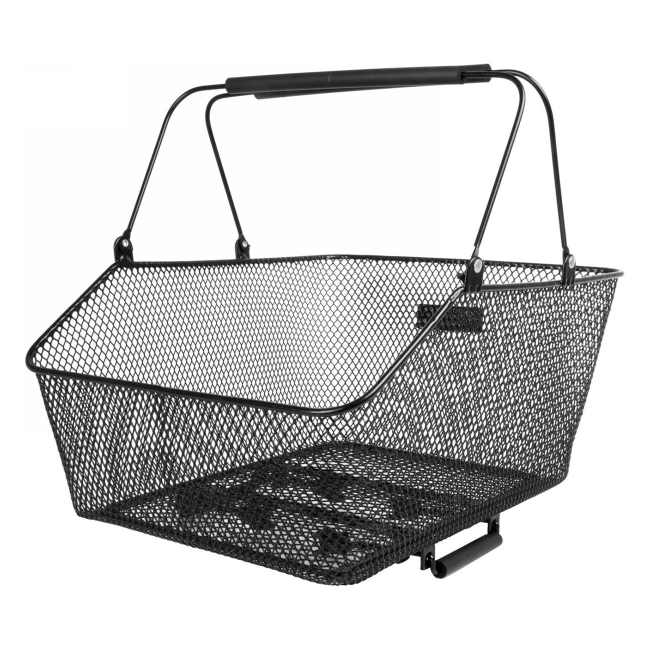 Black Steel Longitudinal Luggage Basket with Clamp, 45.5x29.5x21/13 cm - 1