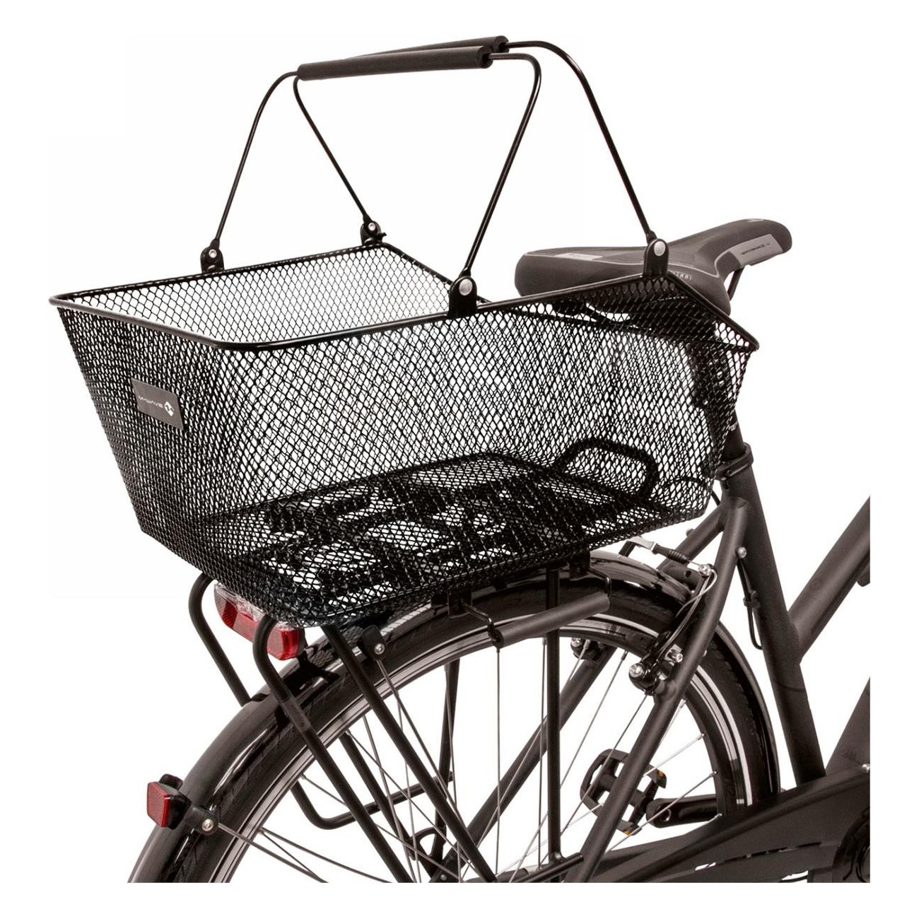 Black Steel Longitudinal Luggage Basket with Clamp, 45.5x29.5x21/13 cm - 2