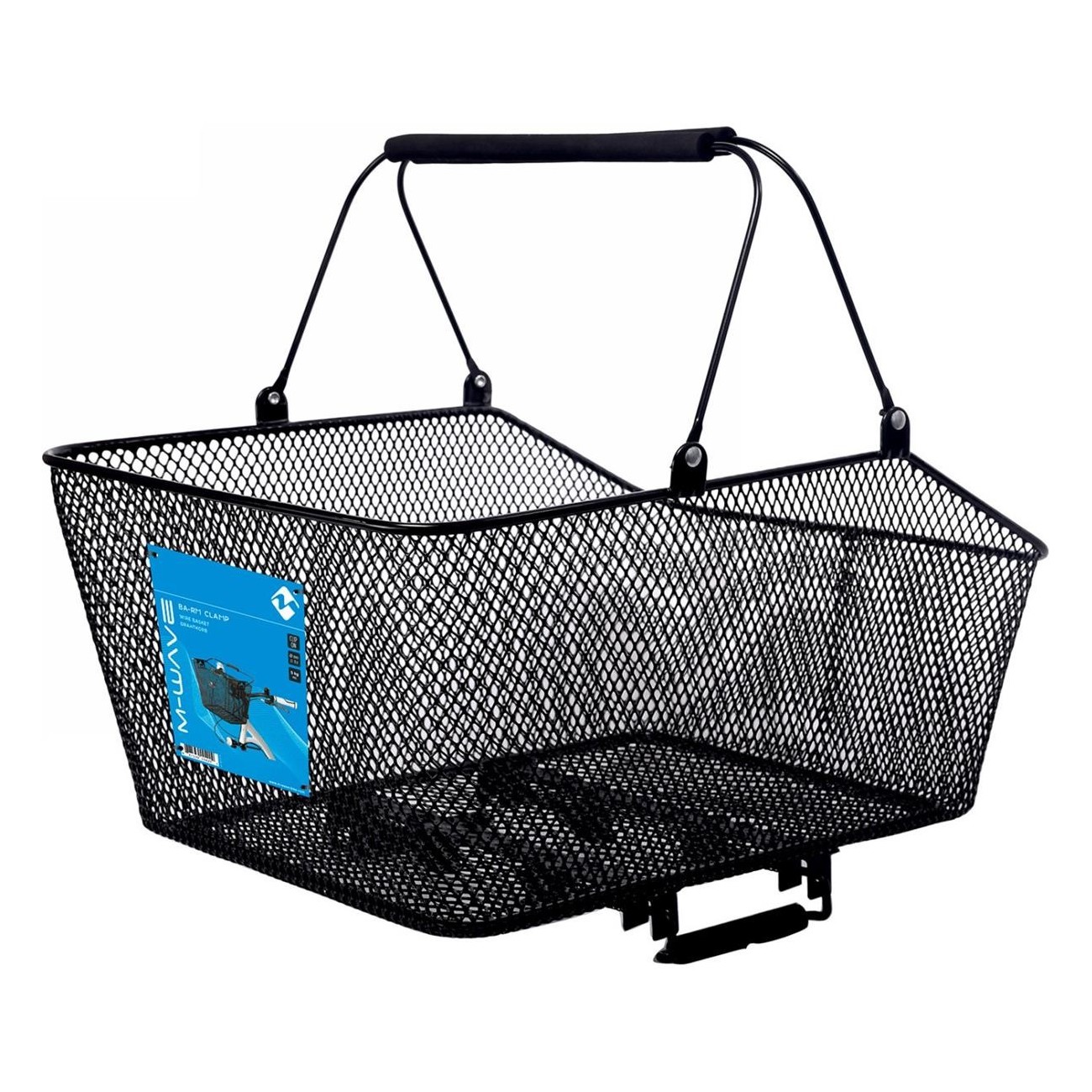 Black Steel Longitudinal Luggage Basket with Clamp, 45.5x29.5x21/13 cm - 4