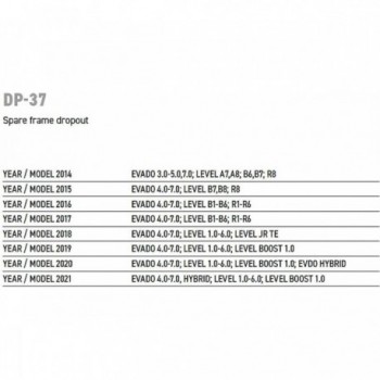 Kross DP-37 CNC Aluminum Derailleur Hanger for 2014-2021 Models: Evado, Level, Hybrid - 2