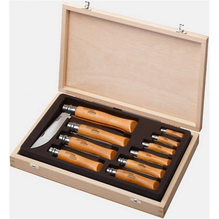 Complete Set of Opinel Tradition Knives in Carbon Steel - 10-Piece Box - 1