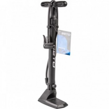 Beto Black Floor Pump with Dual Universal Head AV/FV/DV, 11 Bar, Needle & Adapter - 6