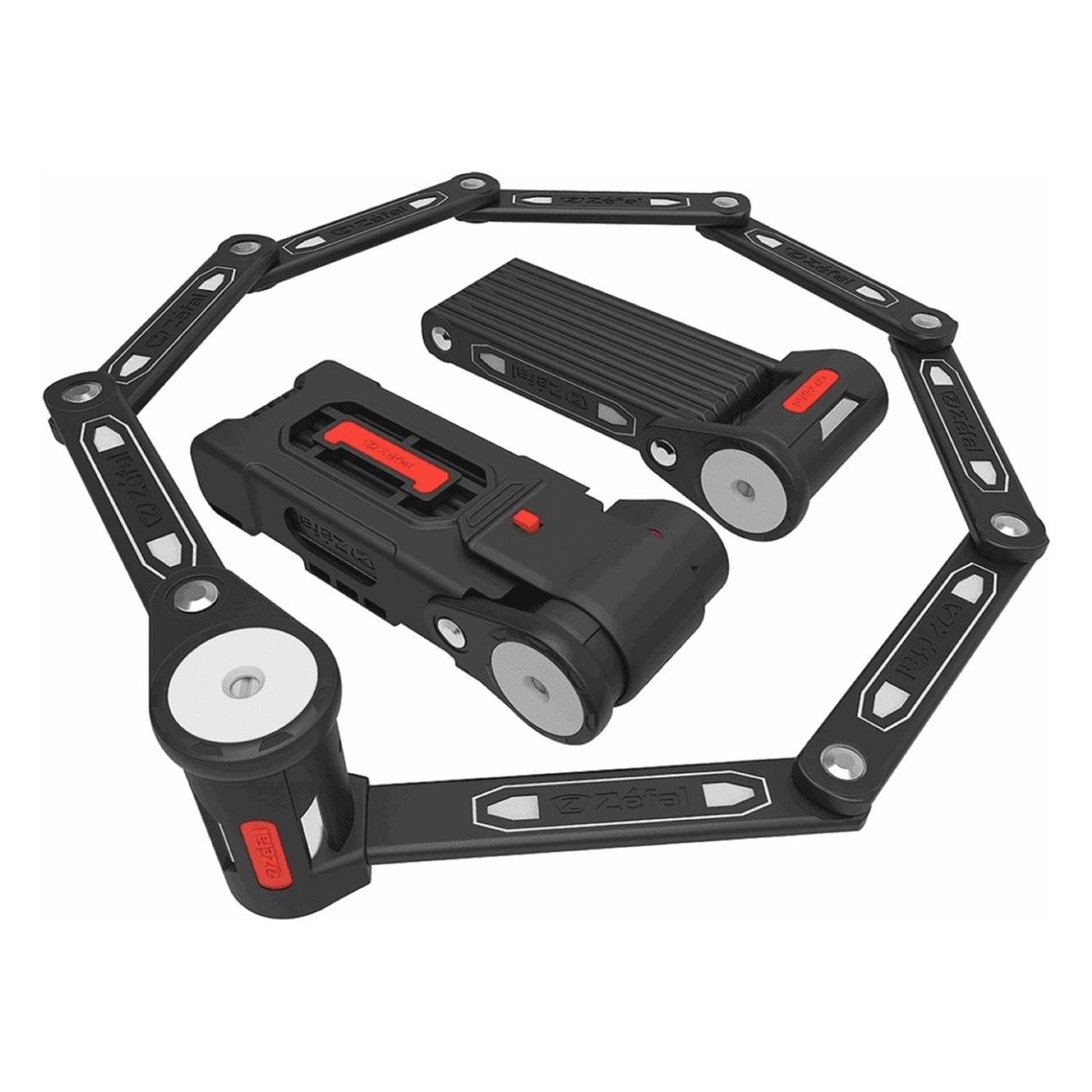 K-Traz F16L 95cm Foldable Lock in Reinforced Steel Black/Red with Frame Support - 3