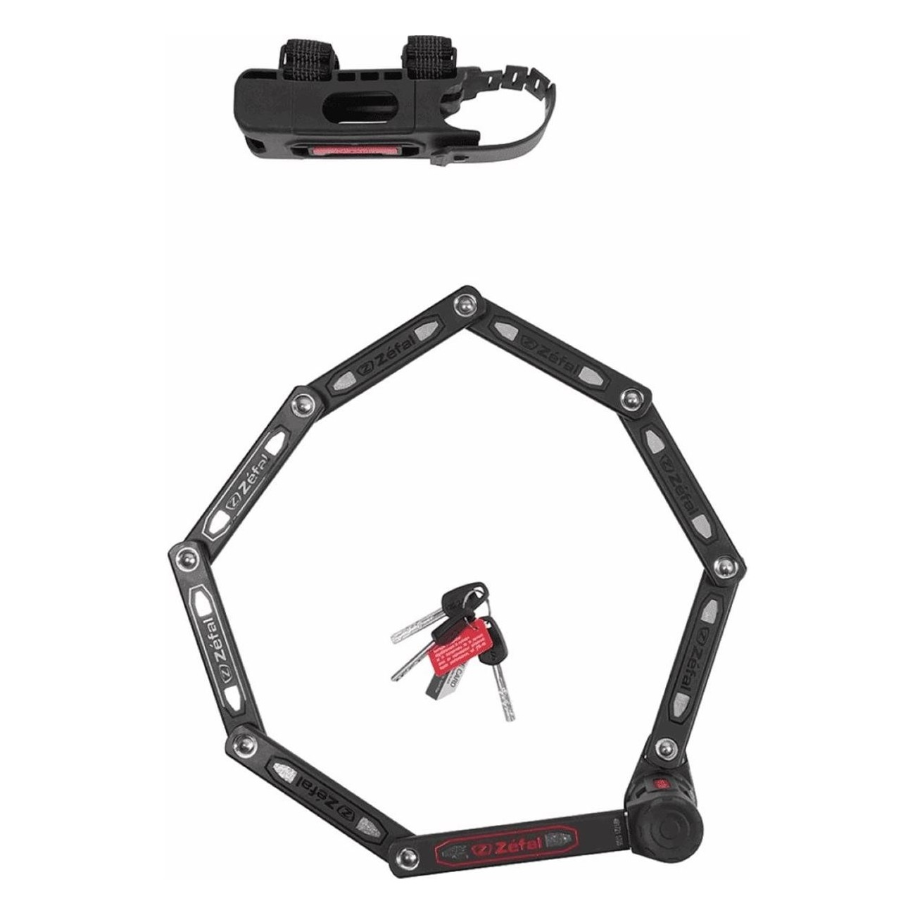 K-Traz F16L 95cm Foldable Lock in Reinforced Steel Black/Red with Frame Support - 4