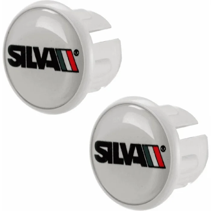 White Silva Road Bike Handlebar Plugs - Set of 2 Plastic Pieces - 1