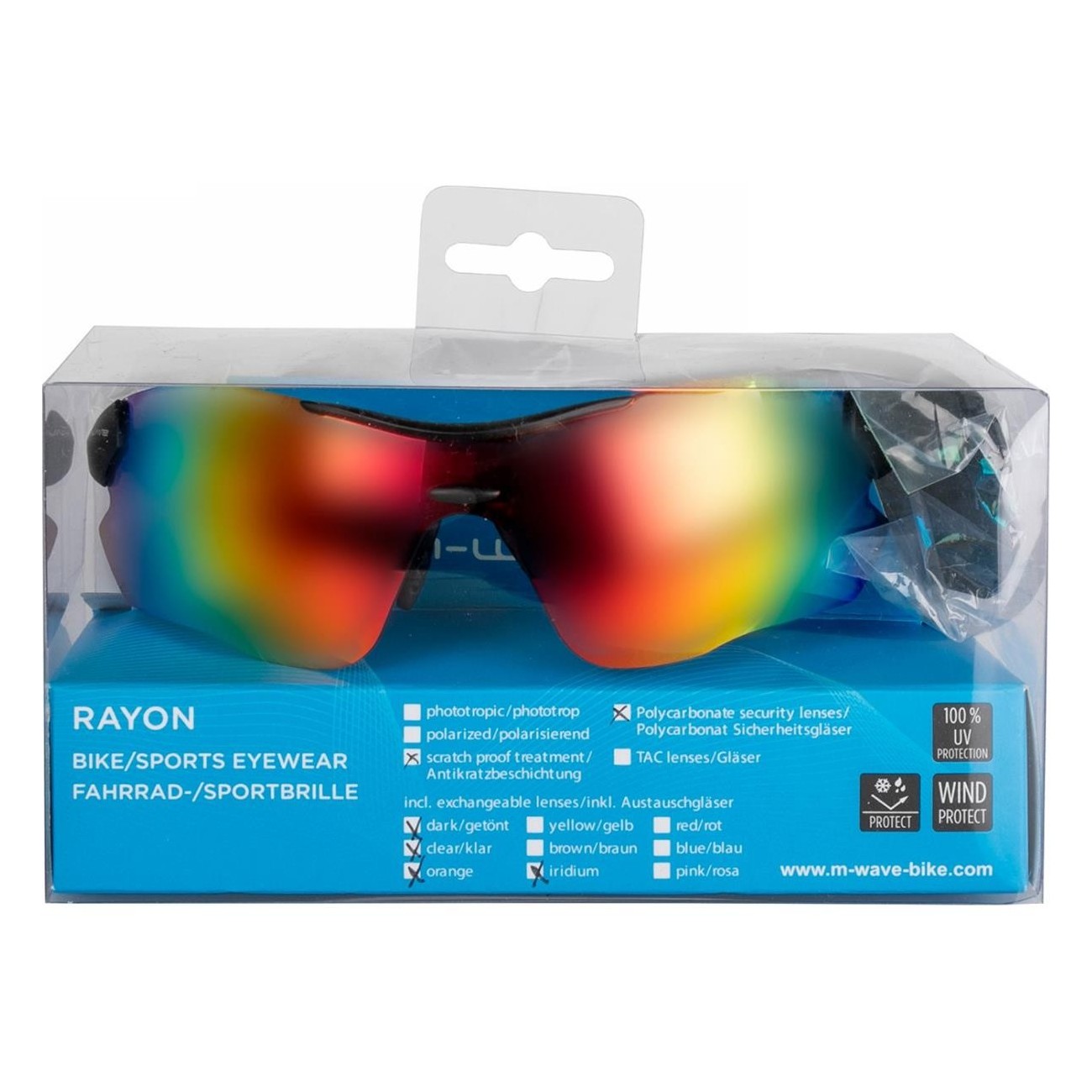 Lunettes de soleil sportives M-WAVE noires avec verres interchangeables UV400 - 6